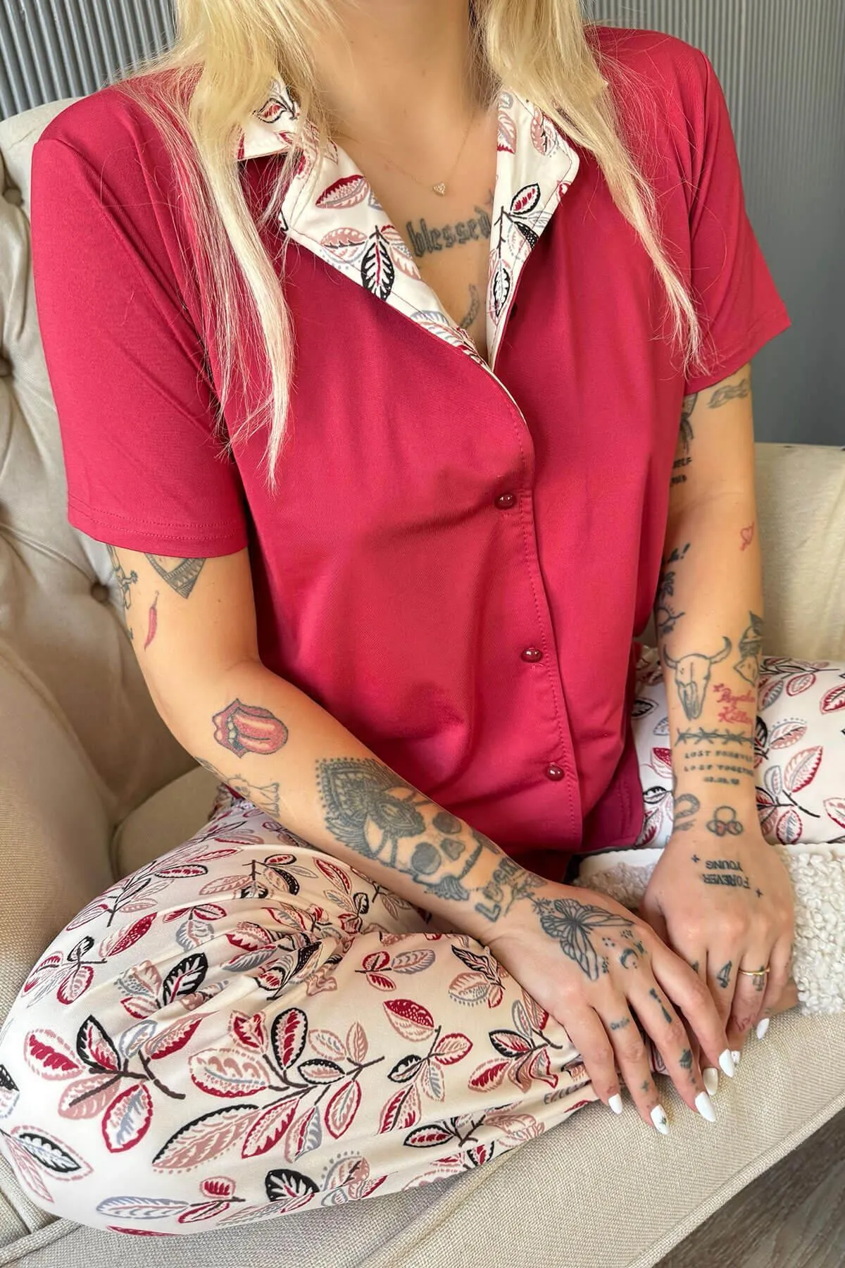 Pijamaevi  Pyjama set - Bordeaux - Print