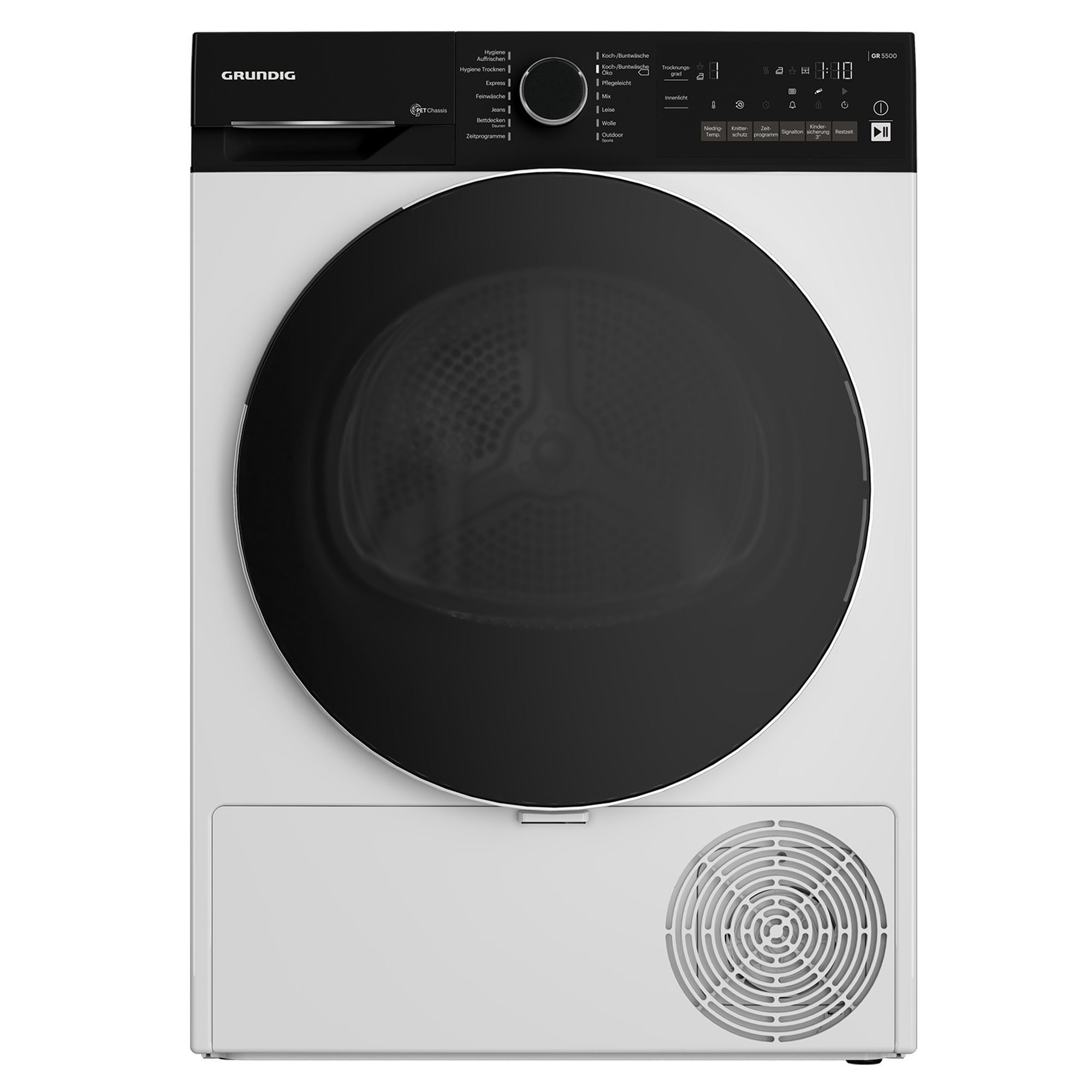 Grundig Wärmepumpentrockner Inverter Eco Motor GT57924, 9 kg, Digitales Display, Edelstahltrommel, Sensortrocknung, 14 Programme