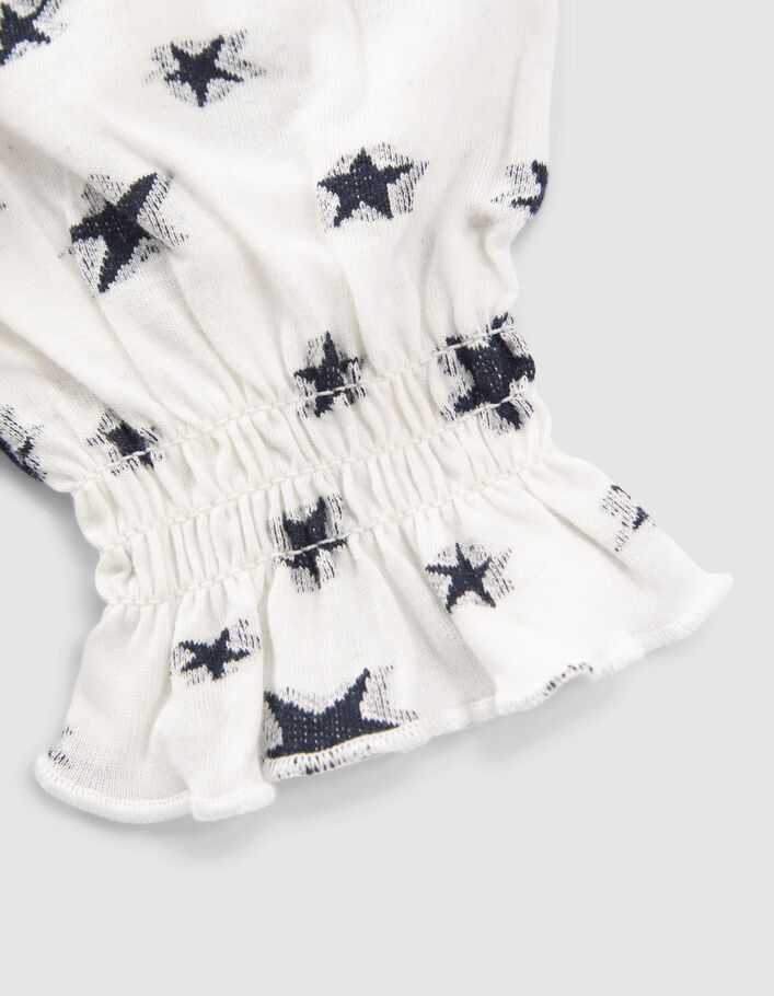 T-shirt blanc cassé all-over jacquard étoiles fille