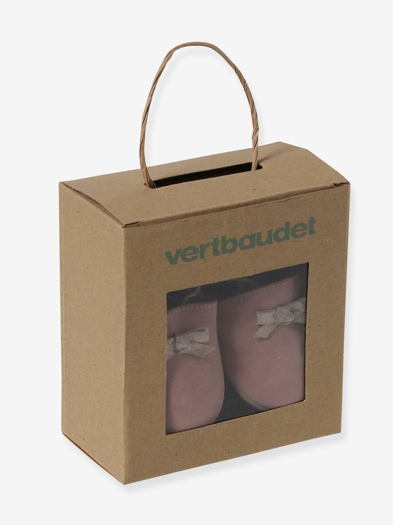 Vertbaudet Baby Krabbelschuhe mit Gummizug - altrosa