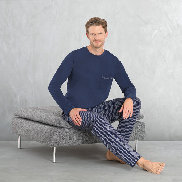 Herren Winter Pyjama, navy