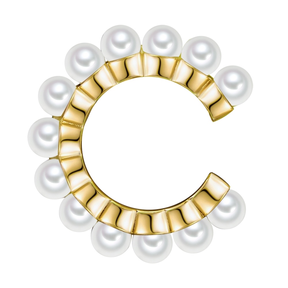 Glanzstücke München Manchette d'oreille en argent Argent sterling Perles organiques en Or jaune Boucles d'oreilles