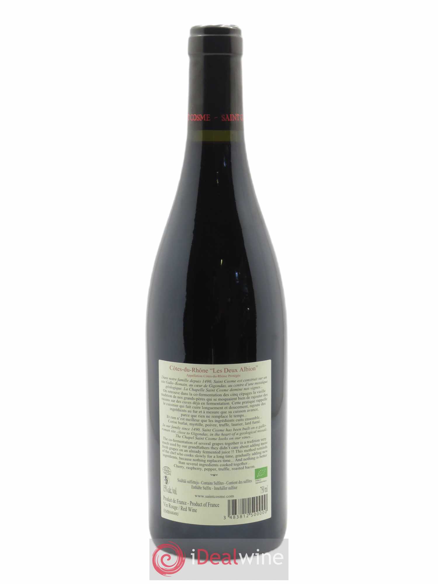 Côtes du Rhône Les Deux Albion Saint Cosme  2020 - Lot de 1 Bouteille