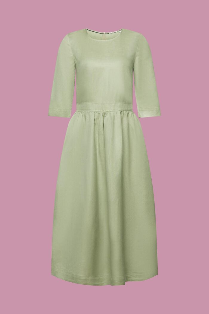 Gewebtes Midikleid aus Leinenmix mit Viskose