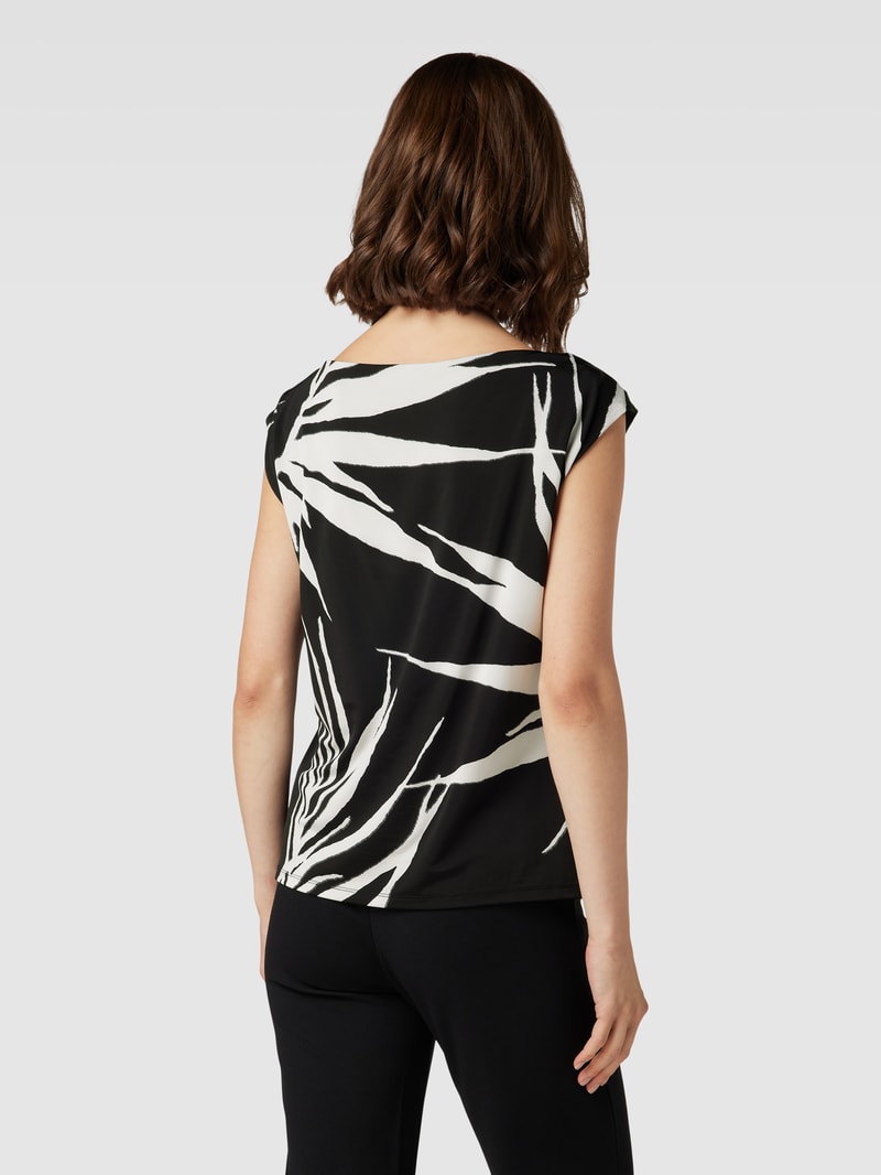 T-Shirt aus Viskose-Elasthan-Mix mit Allover-Muster in schwarz