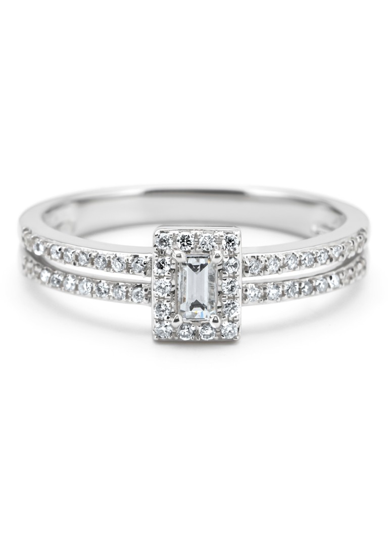 Inel cu vârf de diamant din aur alb, diamant de 0.26ct, Petite Romance