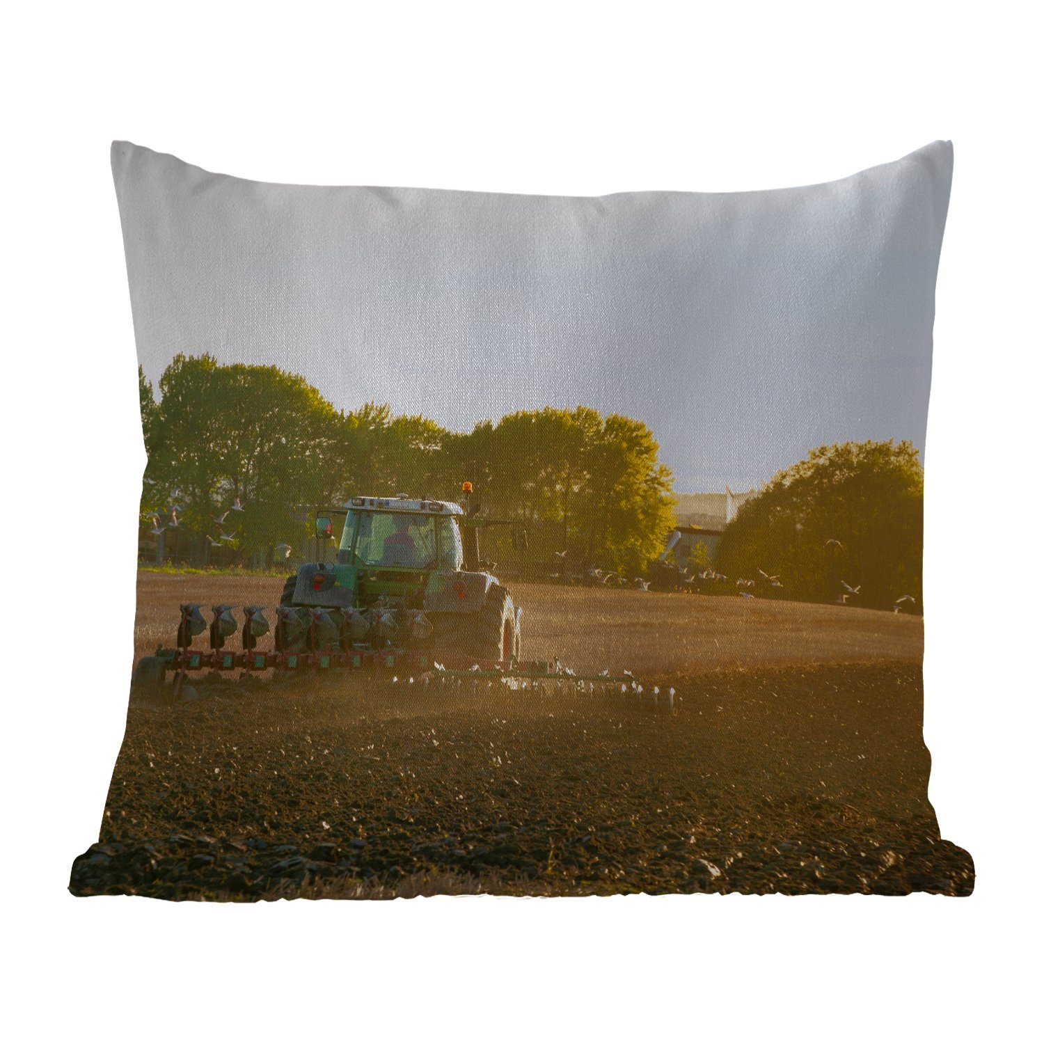 MuchoWow Dekokissen Traktor - Vogel - Land, Kissenbezüge, Kissenhülle, Dekokissen, Dekokissenbezug, Outdoor