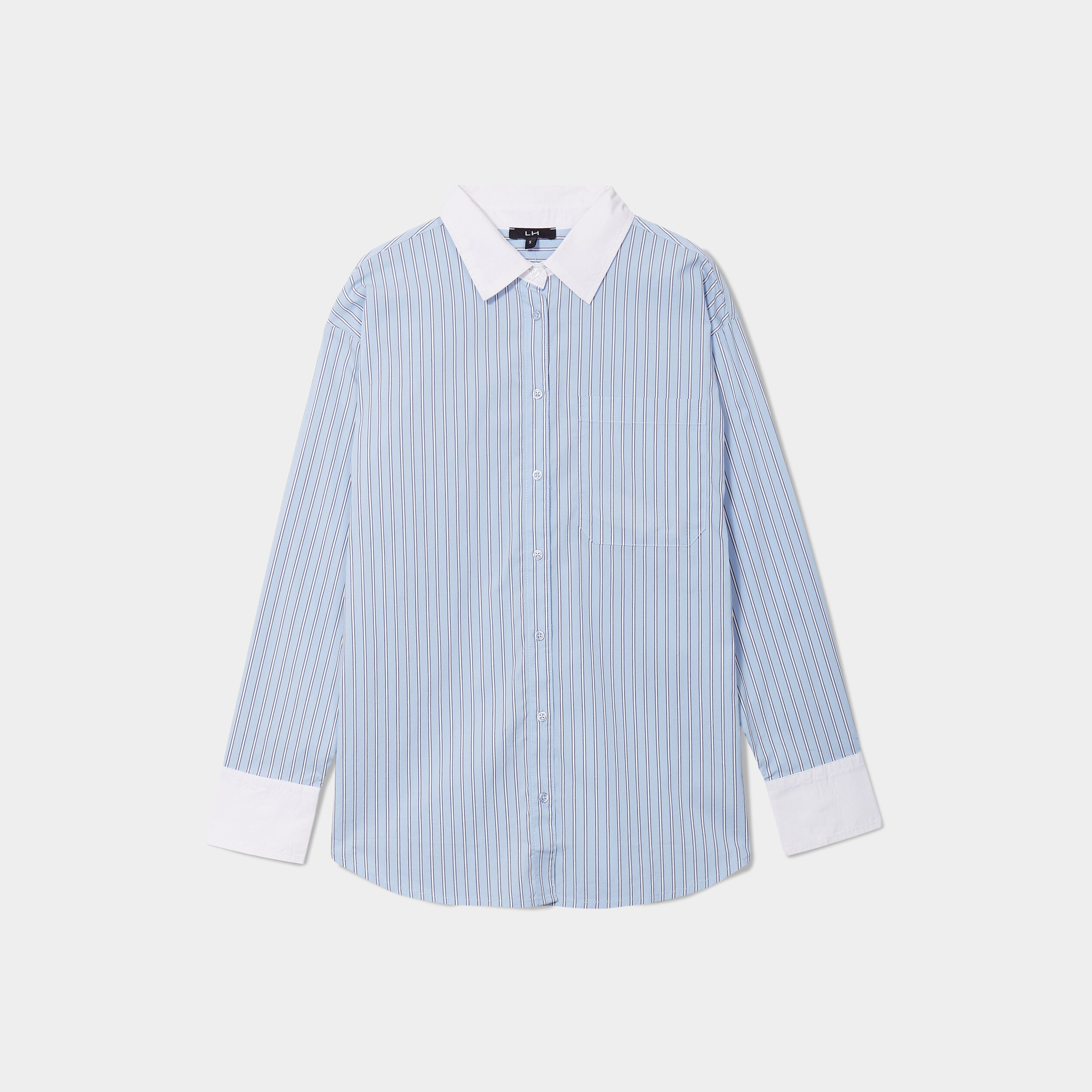 Chemise oversize manches longues bleu ciel femme | La Halle