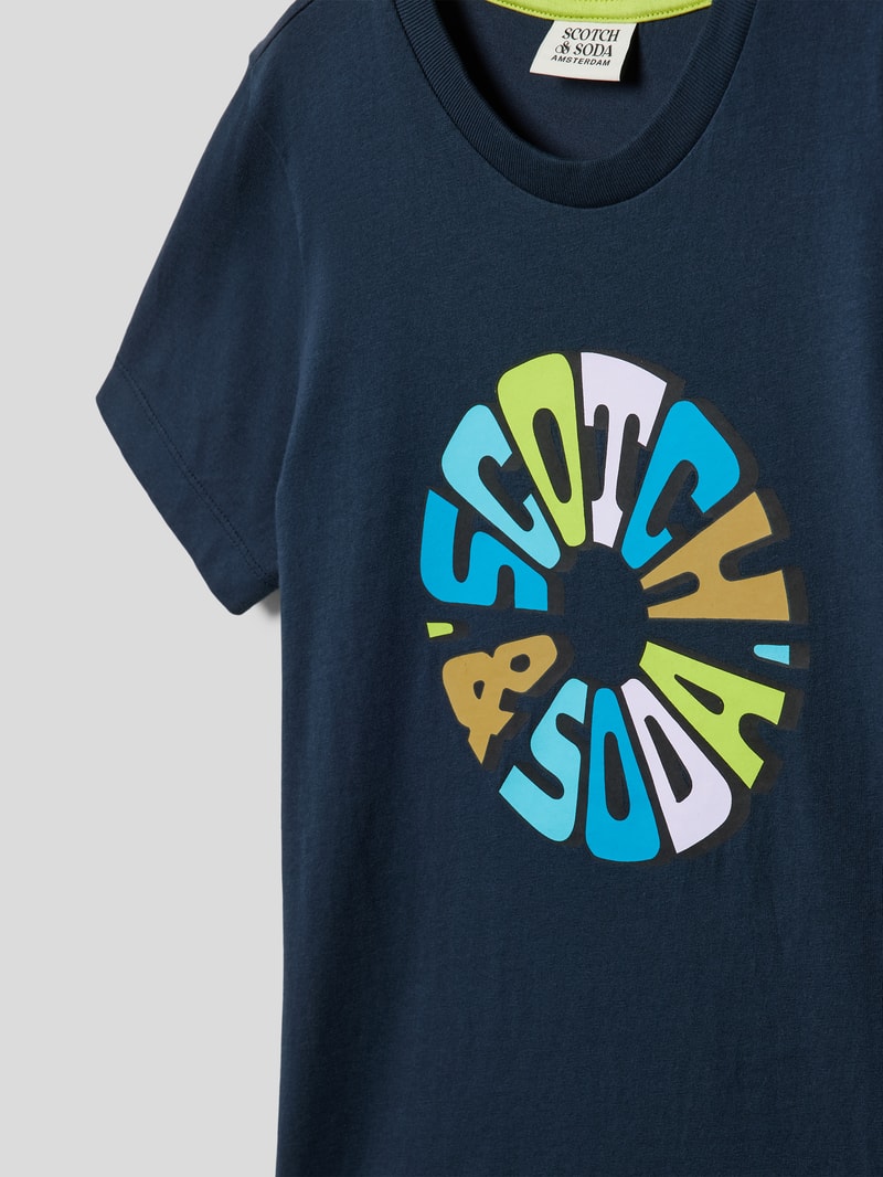 T-Shirt mit Label-Print in marineblau