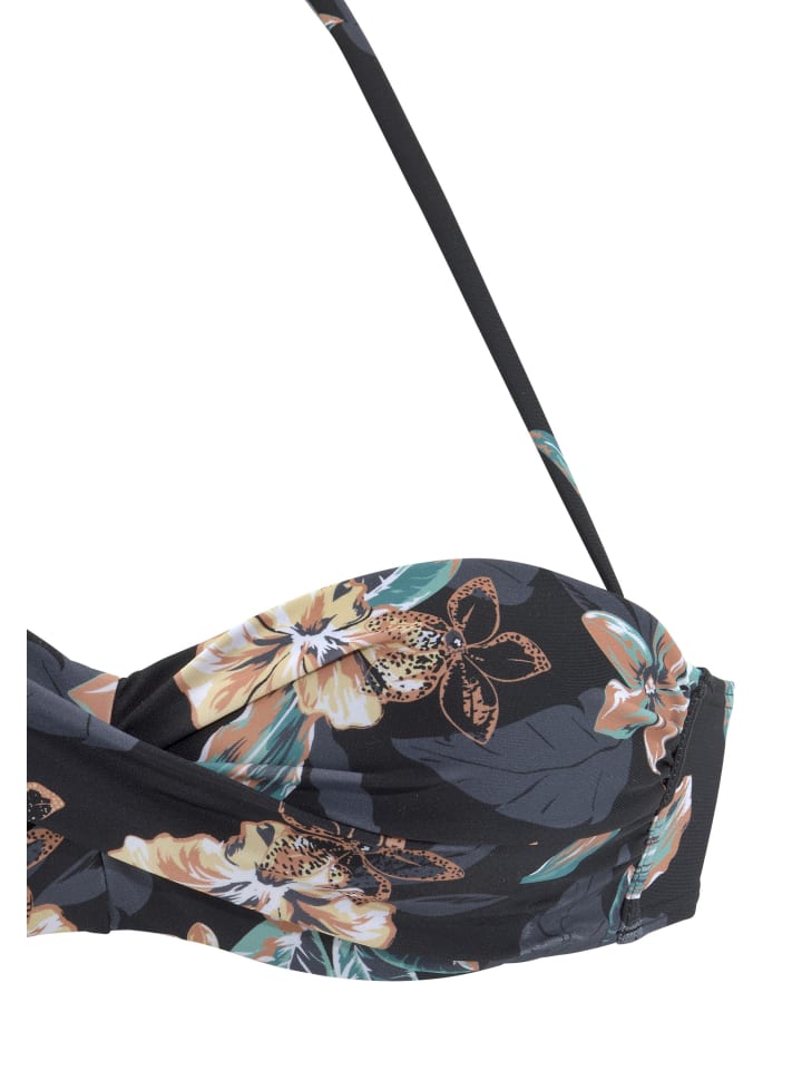 Venice Beach Bügel-Bandeau-Bikini-Top in schwarz-bedruckt günstig kaufen