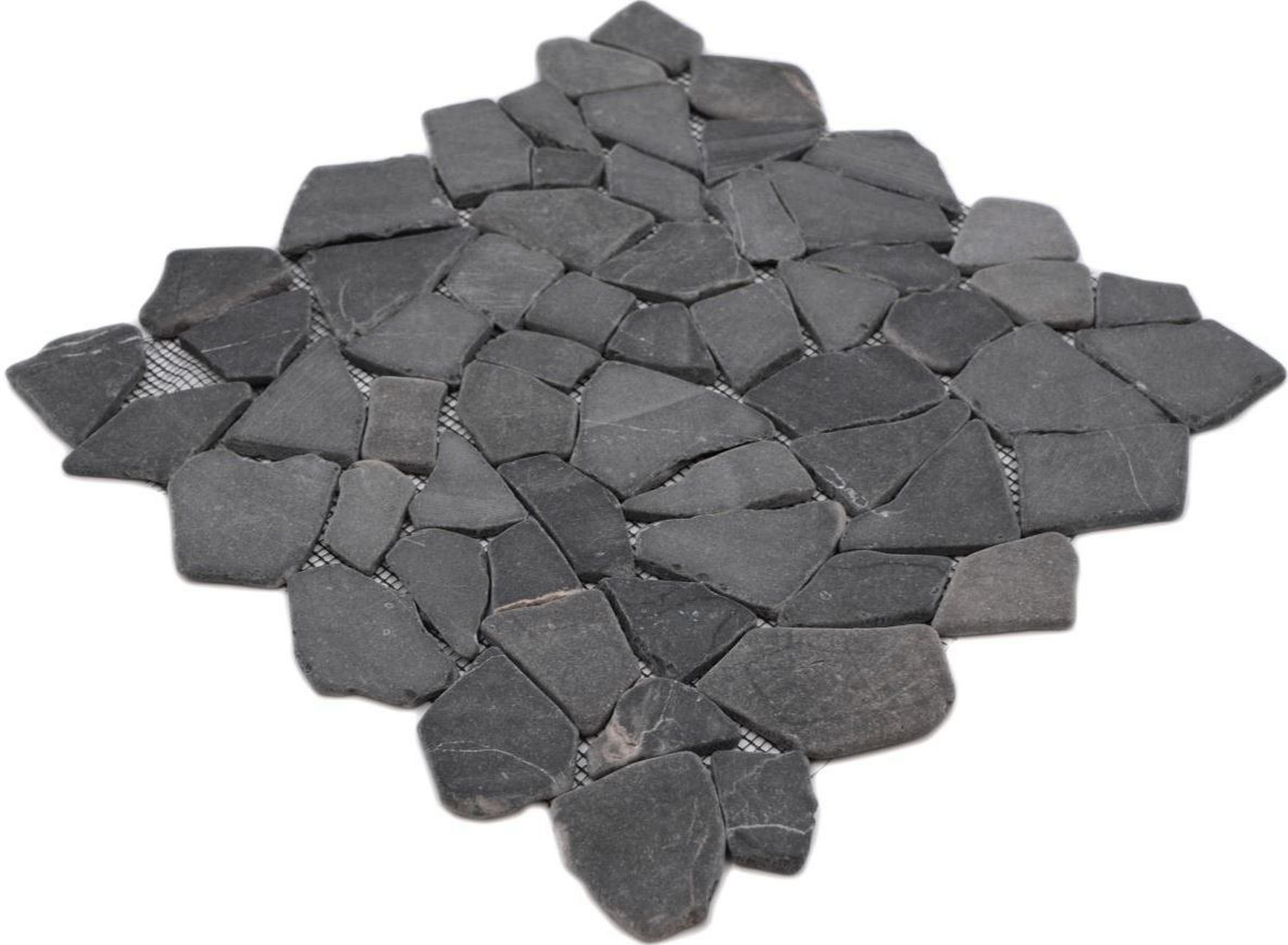 Mosani Mosaikfliesen Mosaik Marmor Naturstein Nero schwarz anthrazit dunkelgrau Bad
