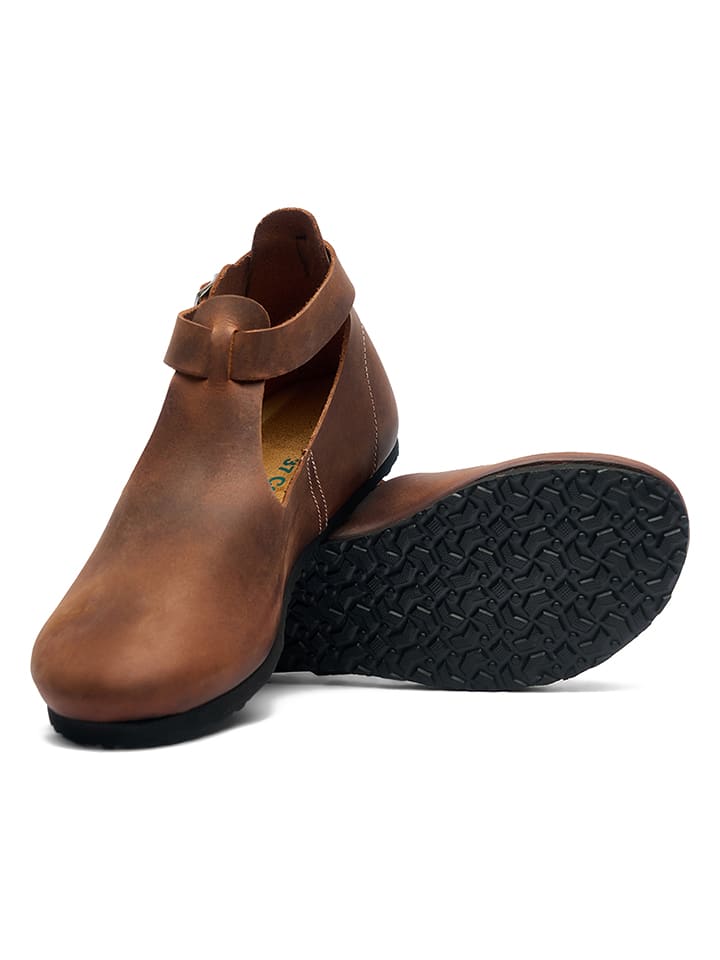 Comfortfusse Leder-Ballerinas in Hellbraun günstig kaufen