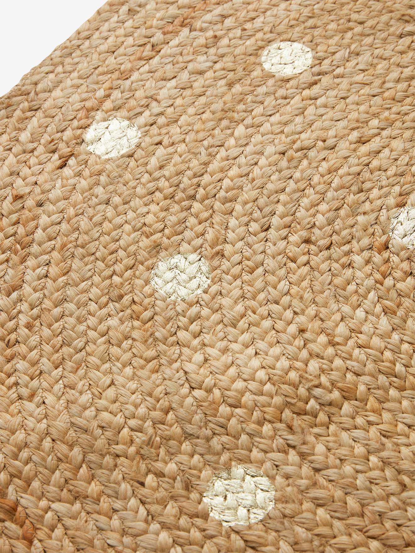 Vertbaudet Kinderzimmer Jute-Teppich mit goldenen Tupfen - natur