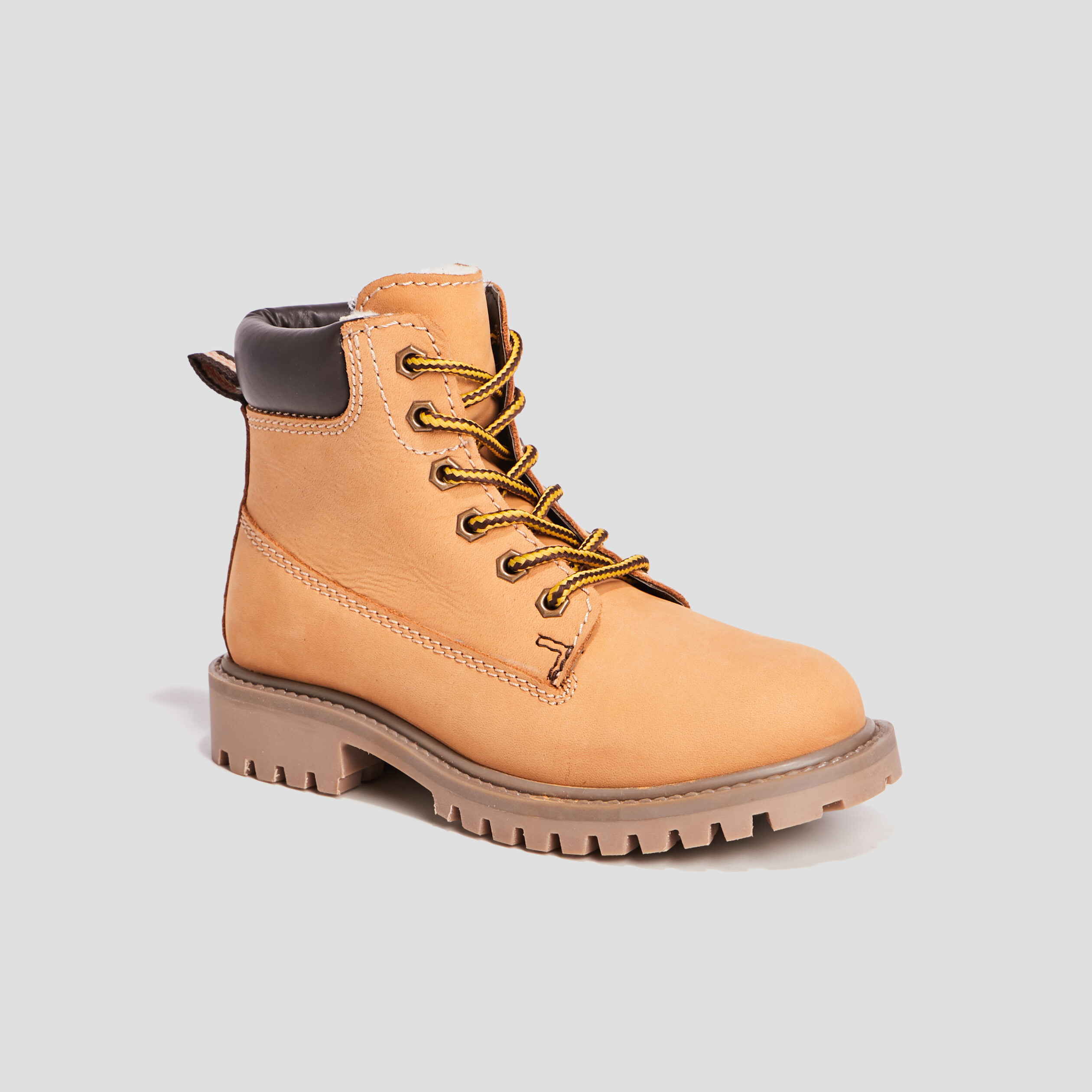 Bottines fourrées en cuir camel garçon | La Halle