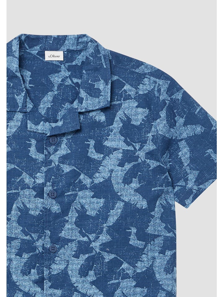 s.Oliver Hemd kurzarm in Blau günstig kaufen