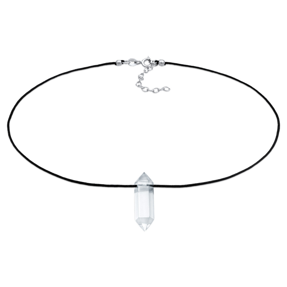 Elli PREMIUM Elli PREMIUM Collier Femmes Choker pendentif en nylon noir avec pointe de cristal collier