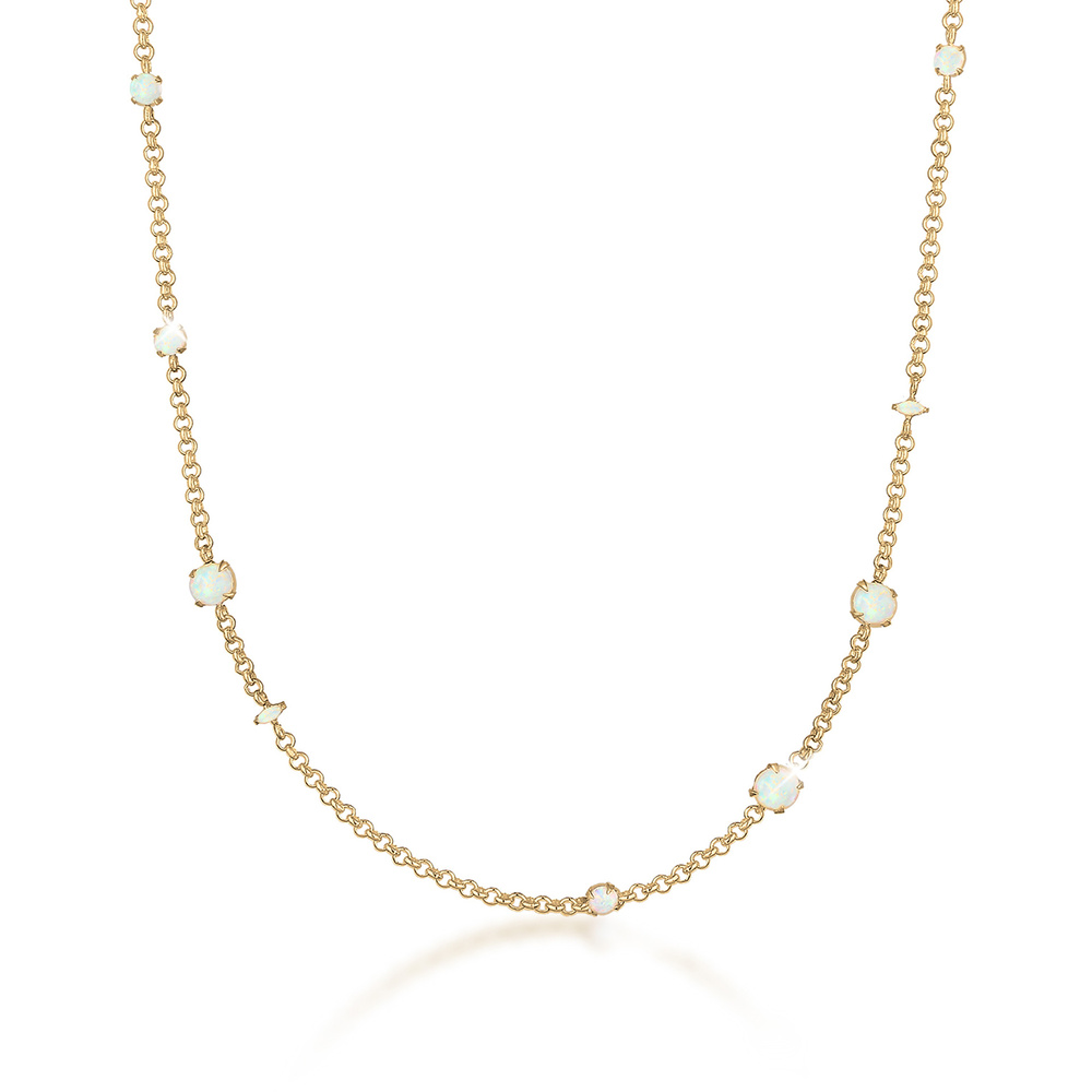 Elli PREMIUM Elli PREMIUM Collier Erbskette Synthetischer Opal Stein 925 Silber collier
