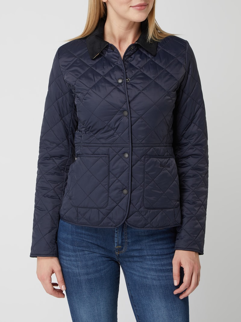 Steppjacke mit Cordkragen Modell 'Deveron' in marineblau
