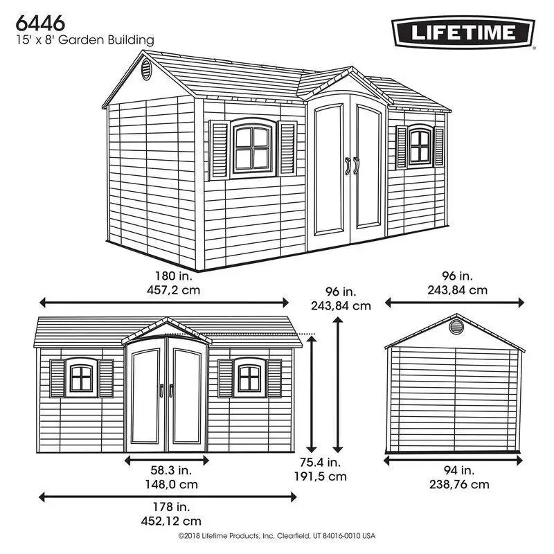 Side Entry 15 ft. W x 8 ft. D Plastic Storage Shed