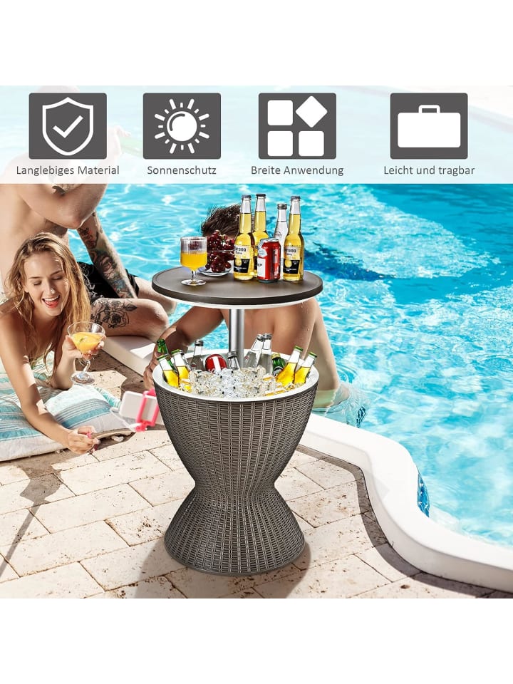 COSTWAY 3 in 1 Beistelltisch Cool Bar 30L in Braun günstig kaufen onesize
