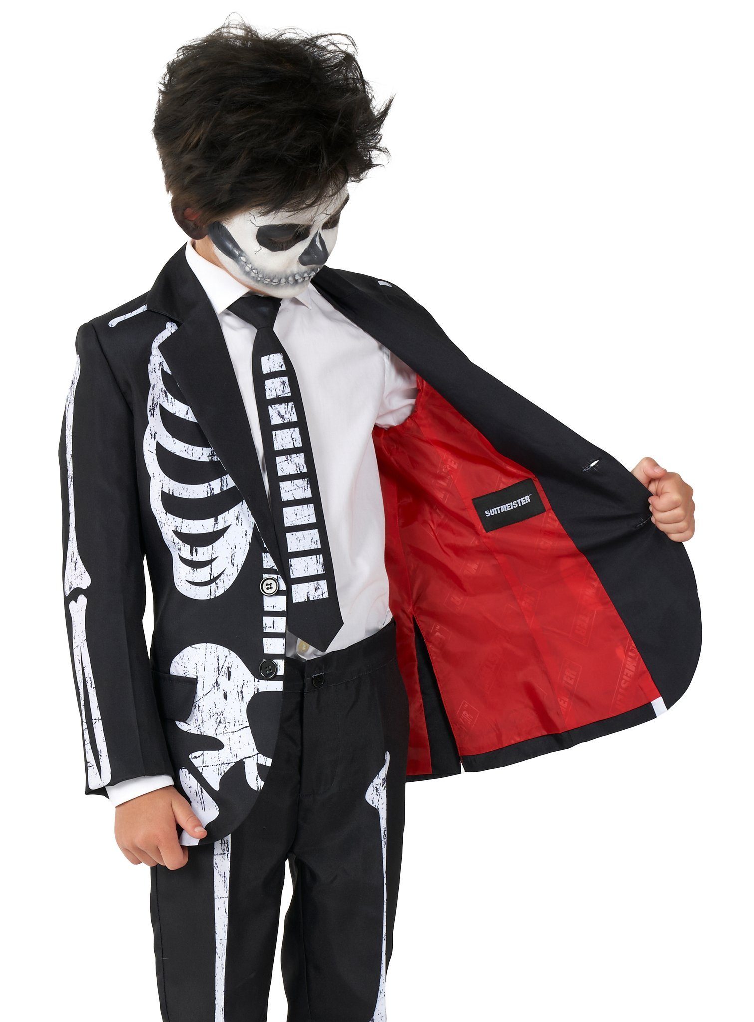 Opposuits Kostüm Boys Skeleton Grunge, Sorgt für ein bleibendes Lächeln: cooler Anzug für schräge Schurke