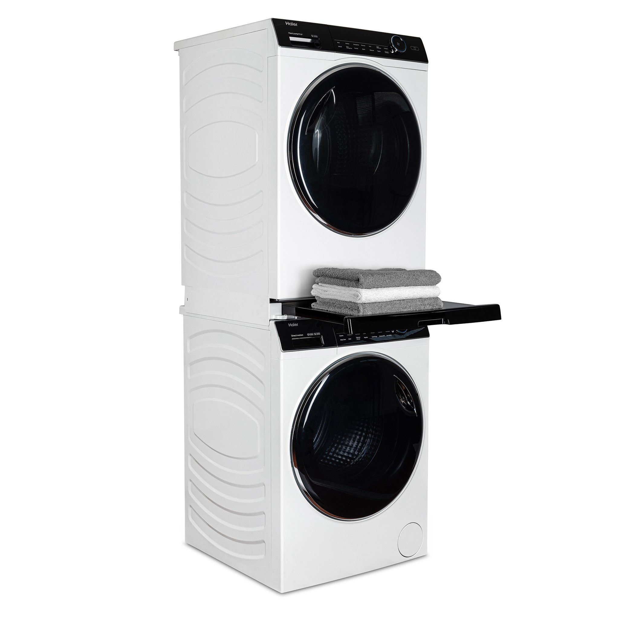Haier Zwischenbaurahmen HASTKU10B (Paket, 1-St., Abmessungen beachten, Passend für HAIER Serie 3, 5, 7), Kippsicherer Anschlag zum Blockieren des Gleitens
