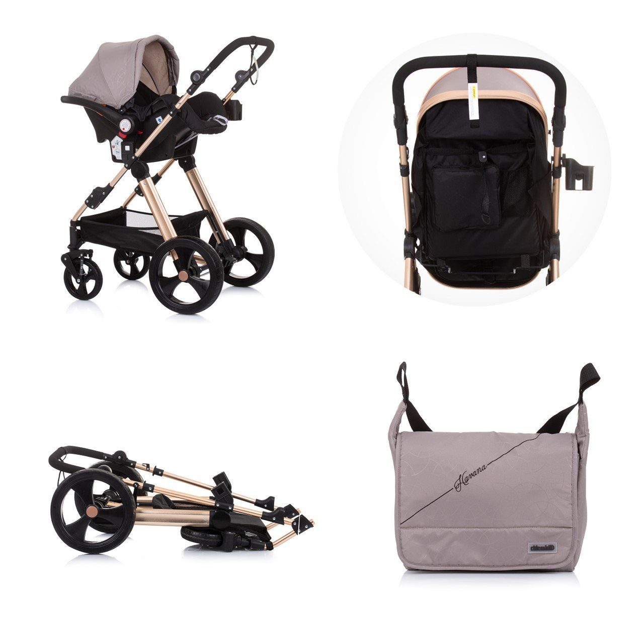 Chipolino Kombi-Kinderwagen Kombikinderwagen Havana 2 in 1, faltbar Tragetasche Sportsitz bis 22 kg
