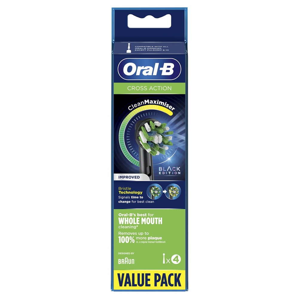 oral-b Oral-B CrossAction Brossette Avec CleanMaximiser, Noire, 4 Brossettes De Rechange