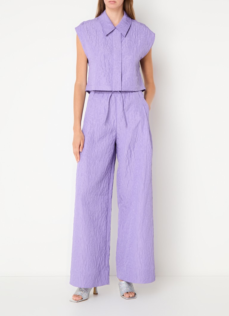 Pantaloni Essential Antwerp a vita alta e gamba larga con motivo jacquard