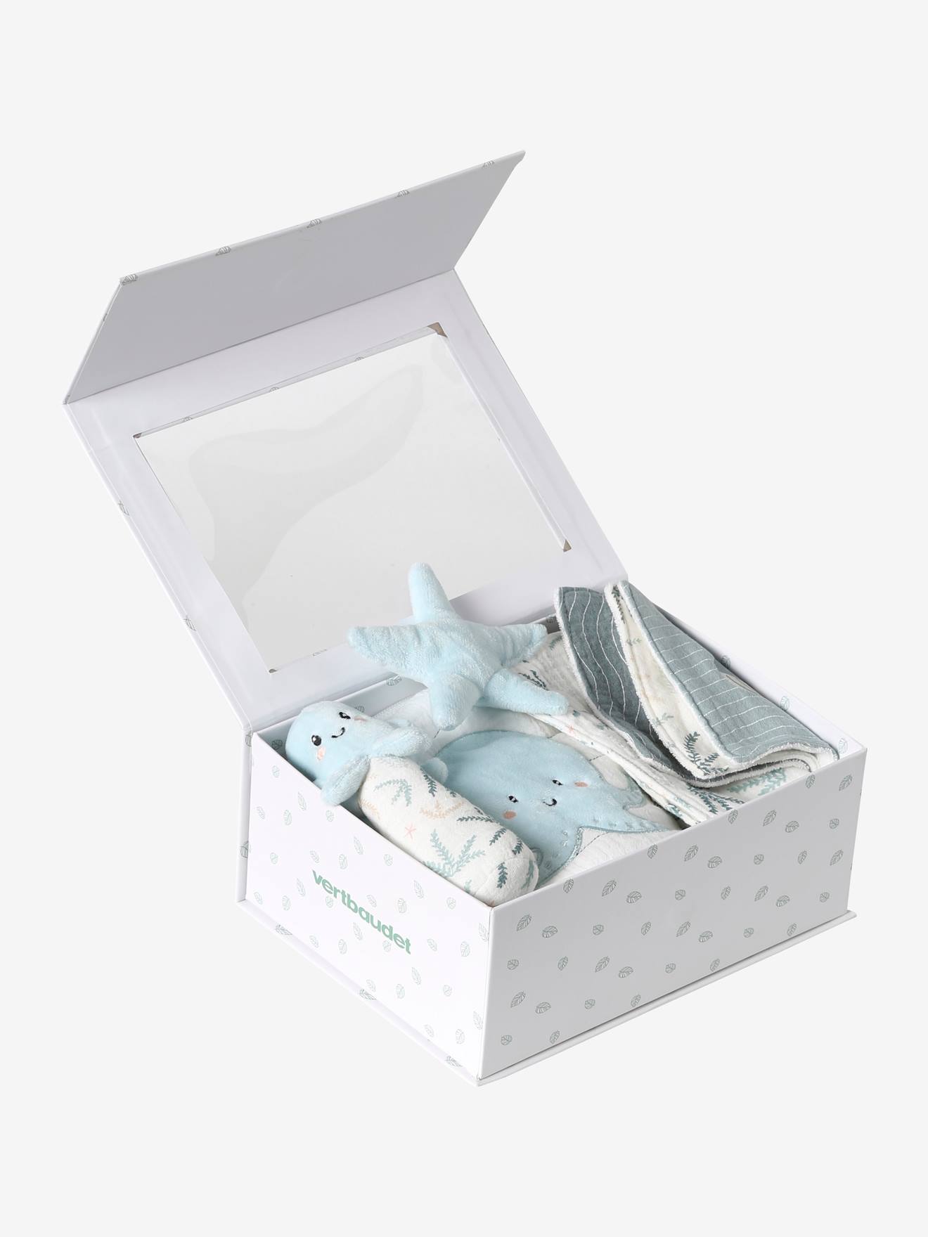 Vertbaudet Baby Geschenk-Set zur Geburt OZEAN, personalisierbar - blaugrau