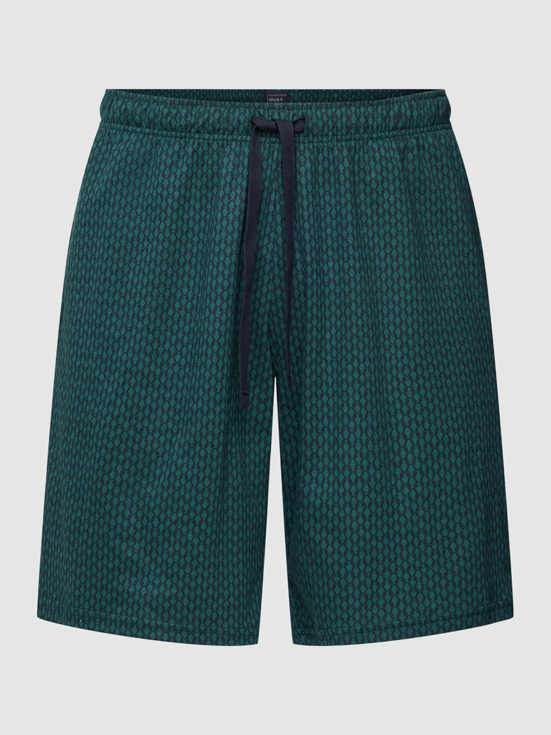 Sweatshorts mit Allover-Muster in dunkelgrün