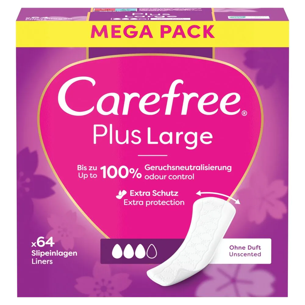 Dideli įklotai „Carefree Plus“, 64 vnt.