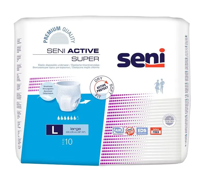 Seni Active Super, elastične upijajuće gaćice, 100-135 cm, velike