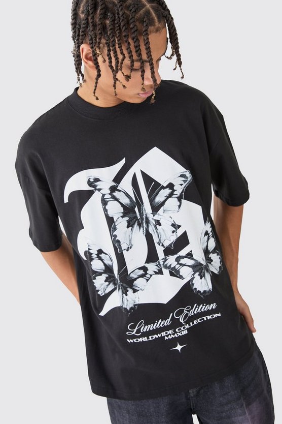 Oversize T-Shirt mit Schmetterlings-Print