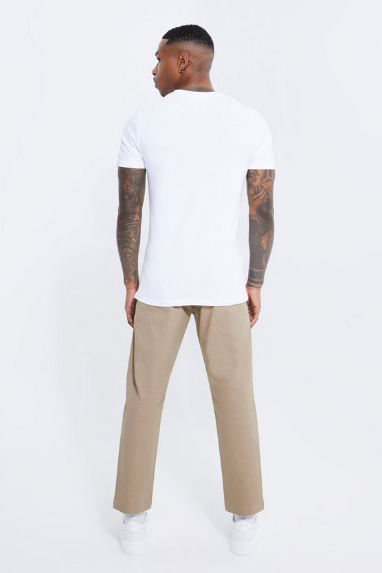 Kurze strukturierte Slim-Fit Chino-Hose