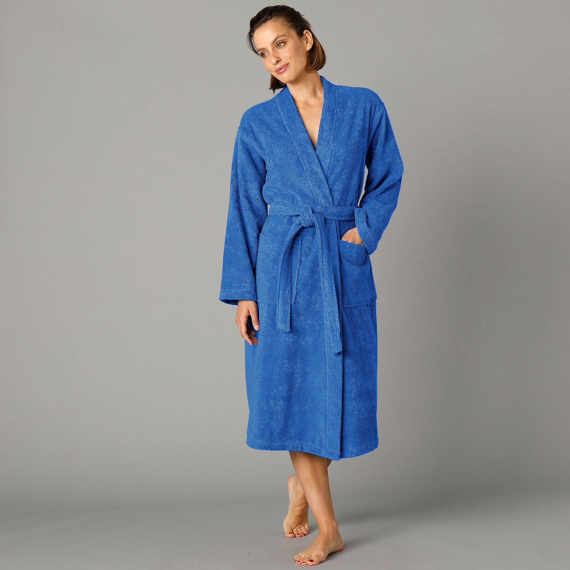 Peignoir mixte adulte col kimono éponge bouclette