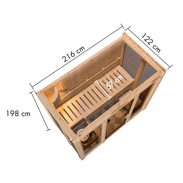 Sauna Ida 2 mit Ofen, 3,6 kW, naturbelassen