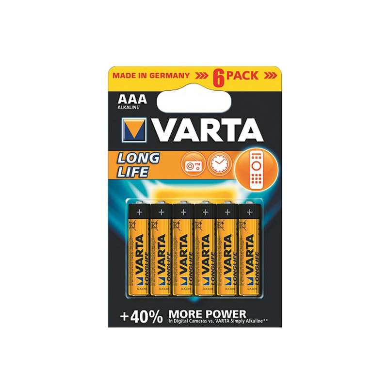 6 piles LR03 Longlife Varta