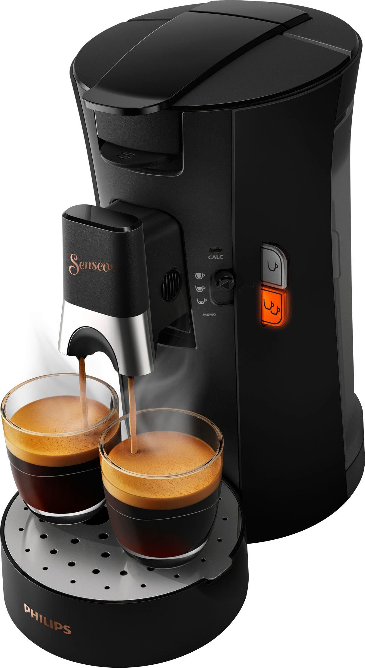 Philips Senseo Kaffeepadmaschine Select CSA240/60, aus 21% recyceltem Plastik, mit 3 Kaffeespezialitäten, Memo-Funktion