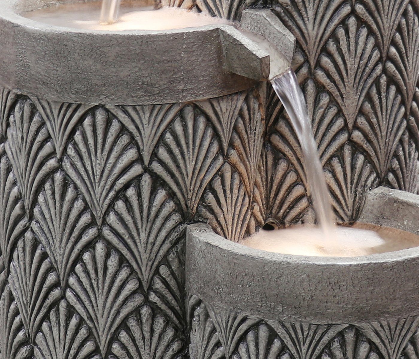 Dehner Gartenbrunnen Palermo mit LED-Beleuchtung, ca. 40 x 40 x 66 cm, 40 cm Breite, Material aus robustem Polyresin, in Steinoptik