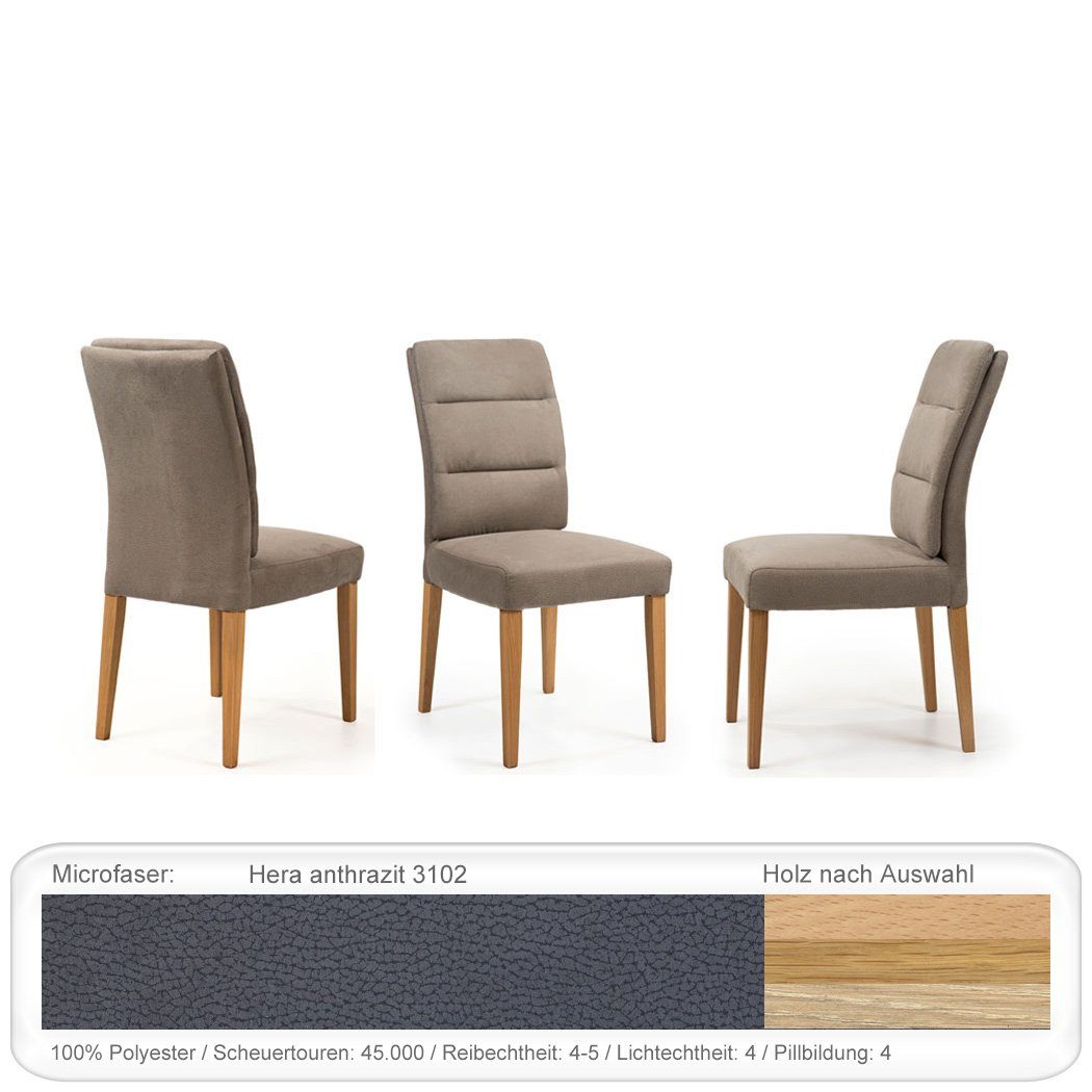 expendio Polsterstuhl Flavia 8 (Spar-Set, 6 St), Buche natur lackiert, Hera anthrazit 3102 aus Massivholz