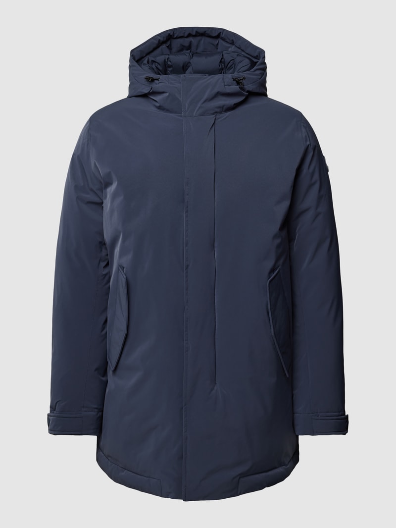 Daunenjacke mit Label-Patch in marineblau