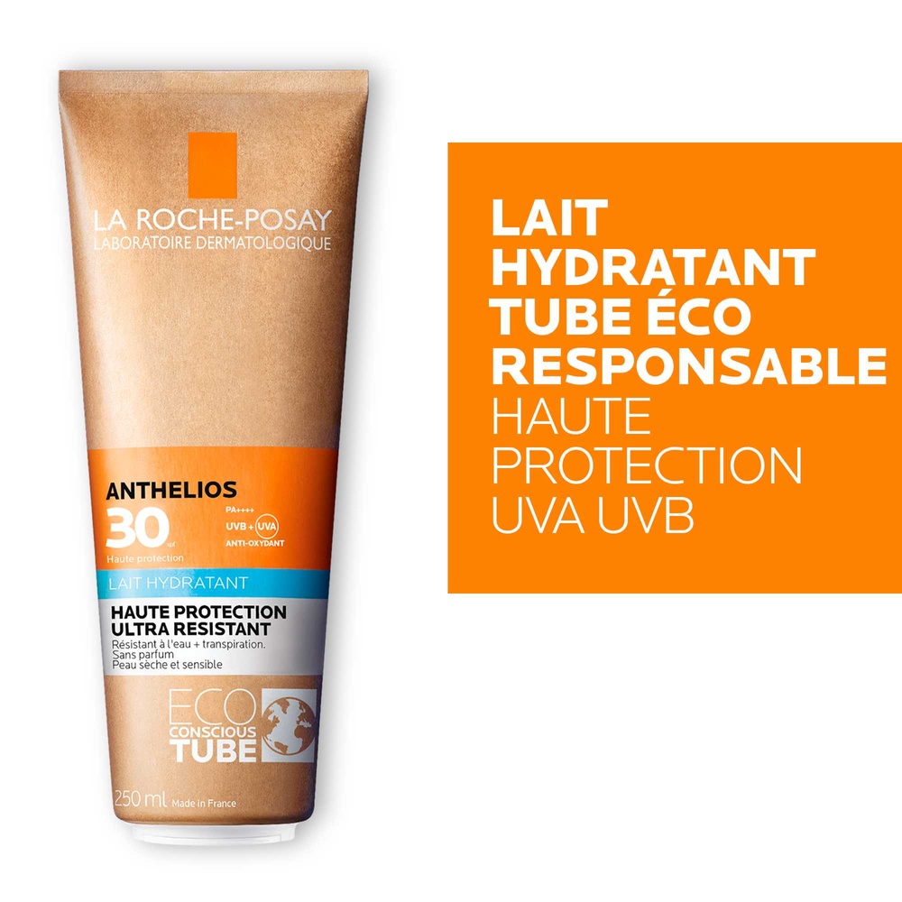 La Roche-Posay Anthelios Crème Solaire Lait Hydratant Haute Protection 30 Sans Parfum Peaux Sèches Tube
