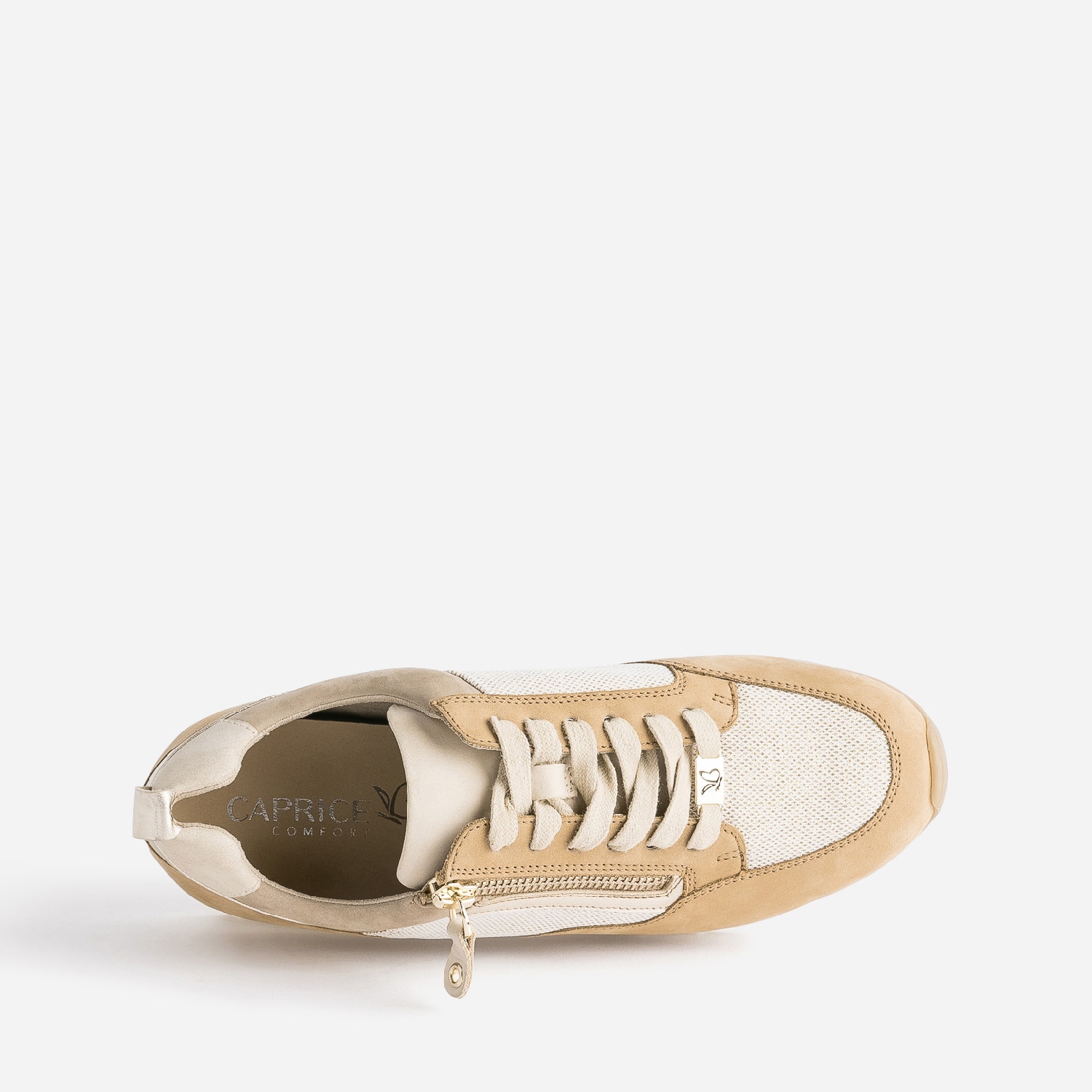 Tennis CAPRICE camel et textile pailleté