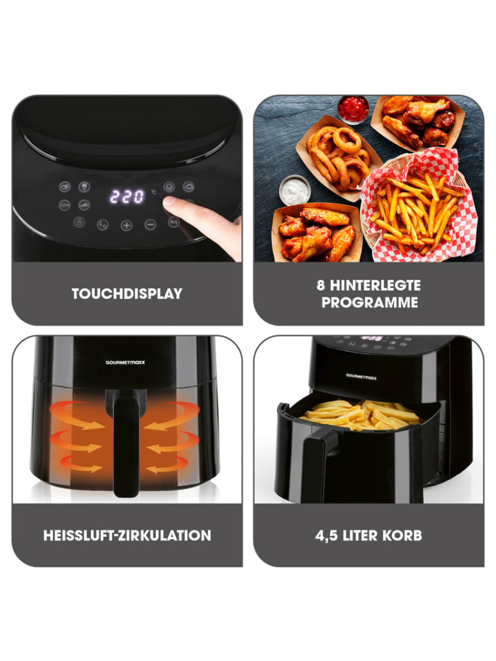 Gourmetmaxx GOURMETmaxx Heißluft-Fritteuse Digital - 4,5l - 1400W - schwarz günstig kaufen onesize