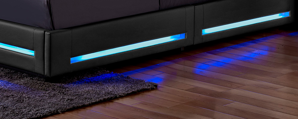 Home Deluxe LED Bett ASTEROID Dunkelgrau mit Matratze – 160 x 200 cm