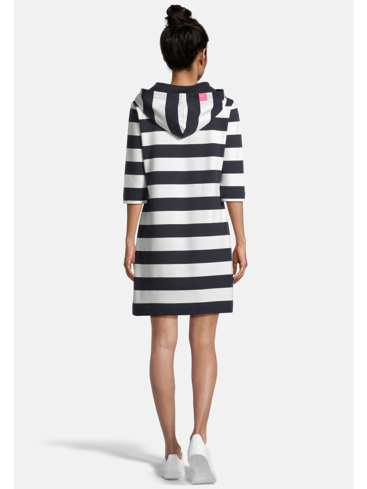 Salzhaut Knielanges Kleid (Midi) LÖÖVSTICK in Navy Offwhite günstig kaufen