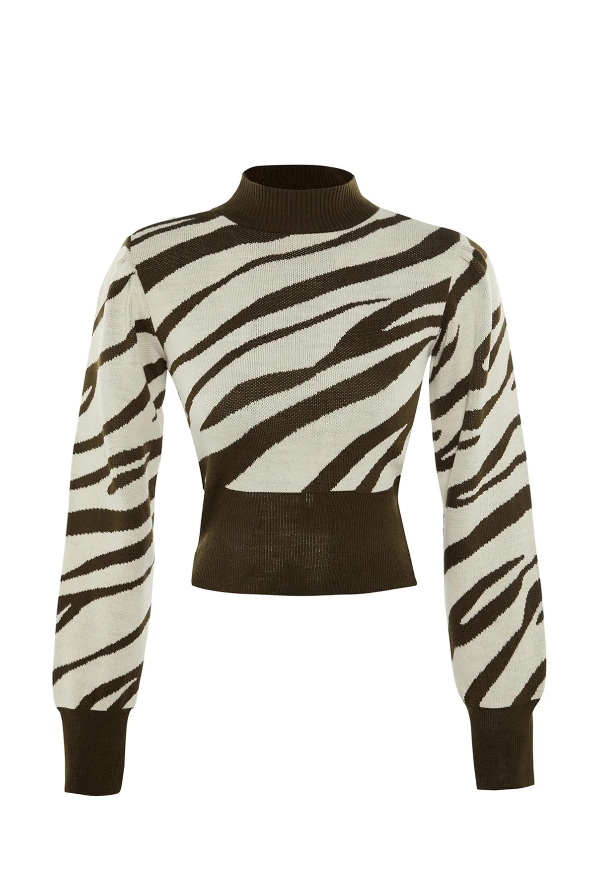 Trendyol Collection  Khaki Strickpullover mit Stehkragen TWOAW21KZ0010