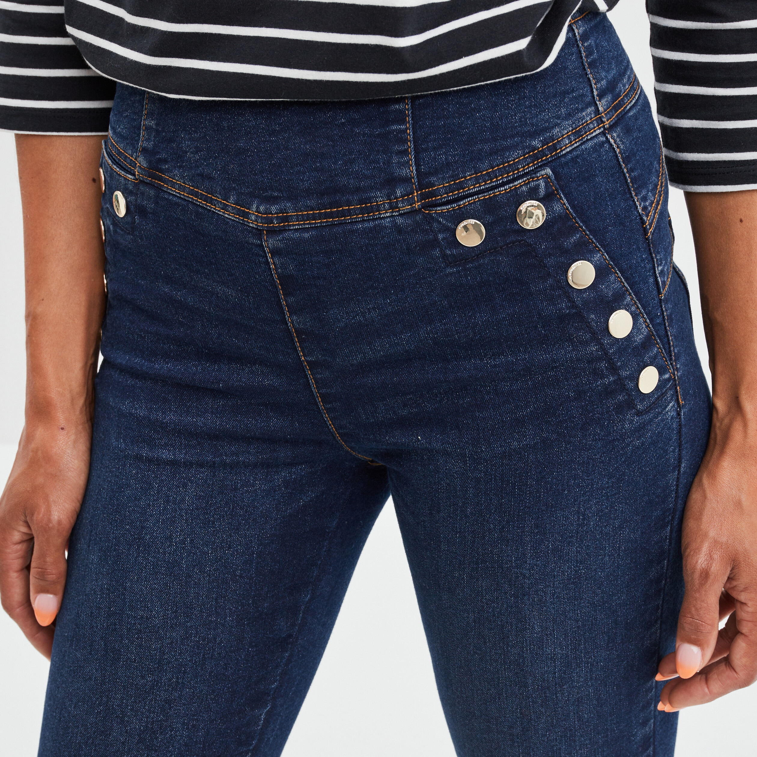 Jeans slim push-up à pont denim blue black femme | La Halle