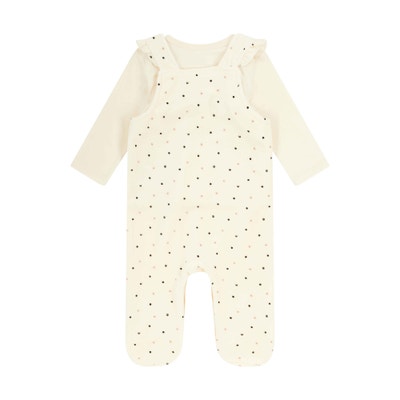 Set Strampler + T-Shirt langarm, beige für Mädchen